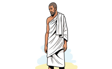 Obraz premium Illustration of a Thoughtful Ancient Philosopher in Traditional Garb