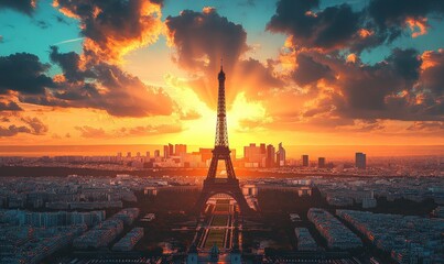 Parisian sunset, Eiffel Tower