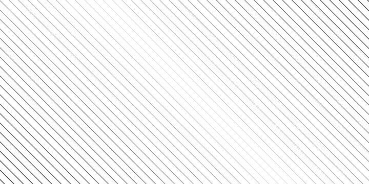 Slant line halftone gradation texture. Fading diagonal stripe gradient background. Black oblique pattern backdrop. Vanishing thin parallel line wallpaper for overlay