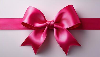 a vibrant hot pink ribbon tied in a sleek bow isolated against a neutral background