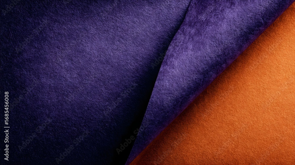Aufkleber abstract background featuring a vivid contrast between deep purple and bright orange textured fabric