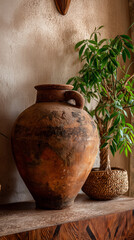 Pottery vase at home corner