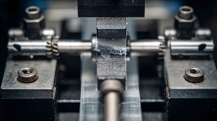 Naklejka premium Industrial Machinery Close-Up with Metal Components and Gear Mechanism
