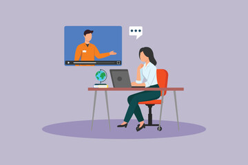 Online learning activities. Study online Concept. Colored flat vector illustration isolated