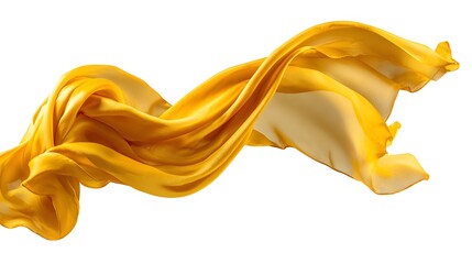 Elegant Yellow Silk Scarf Fluttering in the Wind - High Quality Satin Fabric Photo