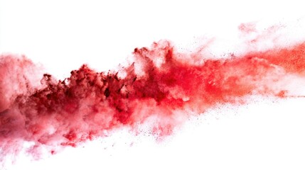 Vibrant red powder cloud in motion creating abstract and dynamic festival-inspired visual, ideal for event posters or creative projects.