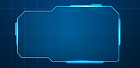 Digital HUD screen or technology box blue light interface vector editable	