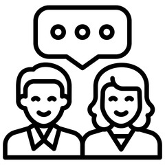 Group Chat Outline Icon Design Vector - Two people with chat bubble, symbolizing group chat, team discussion, or social conversation