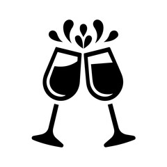 Cheers and toasting two beer glasses in a vector illustration on a white background.