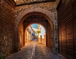 ancient stone archway entrance with rustic textures merida spain