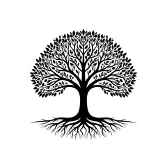 Silhouetted tree with extensive roots (1)