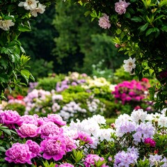 Obraz premium Floral garden framed by blossoms