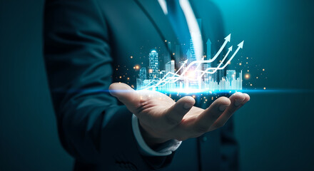 Hand Holding Digital City Growth Technology Business Concept