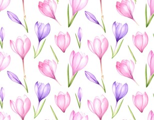 Obraz premium Delicate spring crocus pattern