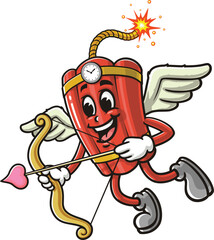 TNT Dynamite mascot cartoon is being cupid