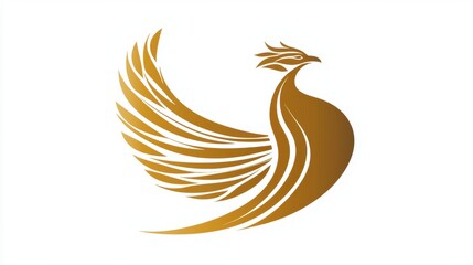 Fototapeta premium Golden phoenix design with elegant wings and stylized features representing rebirth and transformation in modern art