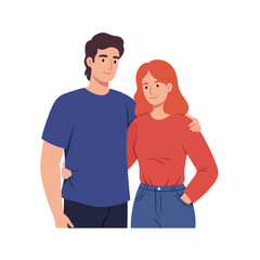 Young couple standing close together with arms around each other showing affection and connection