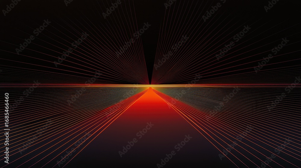 Poster striking geometric patterns create a mesmerizing visual perspective with vibrant hues at the horizon