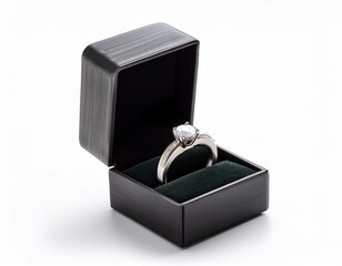 a wedding ring in a box isolated on white background