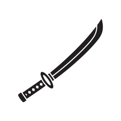 Japanese Katana Sword Silhouette Icon Graphic