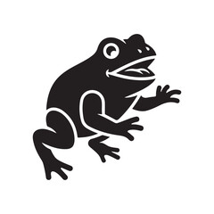 Happy Frog Silhouette Illustration with Open Mouth