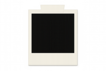 Close-up of a blank instant photo frame with adhesive tape, isolated on a transparent background, ready for your image