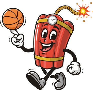 recommend clip art: TNT Dynamite mascot cartoon playing basketball