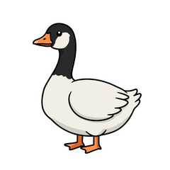 Charming cartoon illustration of a friendly canada goose standing on a white background