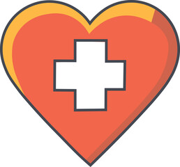 Red Heart With White Medical Cross Symbol Representing Healthcare And Wellness Vector Illustration