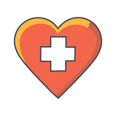 Red Heart With White Medical Cross Symbol Representing Healthcare And Wellness Vector Illustration