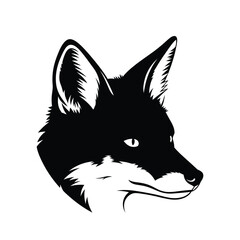 Black and white illustration of a wolf's head in profile