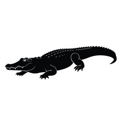 Black silhouette of a crocodile on a white background