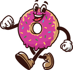 Donuts mascot cartoon is walking