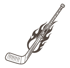 Vector illustration of a hockey stick with flames a design for sports themes.
