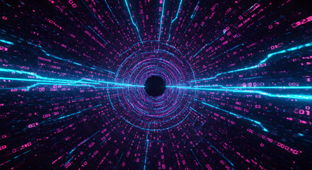 Digital data tunnel, cyberspace network, information flow, futuristic technology background