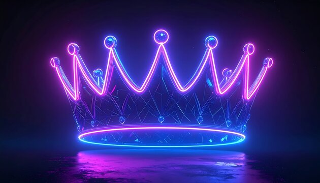 Neon crown, vibrant colors, 3D render