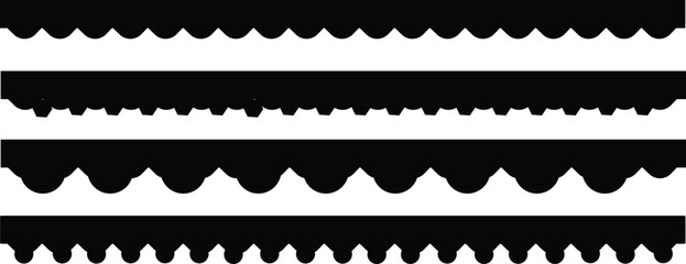 black and white Scalloped and Zigzag Borders. scalloped edge borders and dividers. Simple scalloped border.