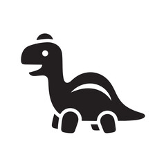 Cute Cartoon Dinosaur Silhouette Icon on White Background