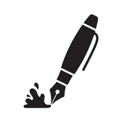 Classic Fountain Pen with Ink Splash Icon
