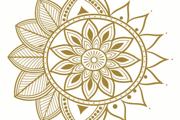 Vector art of an intricate golden mandala design, showcasing floral patterns and symmetrical elements for a visually appealing artwork