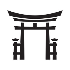Traditional Japanese Torii Gate Silhouette Icon
