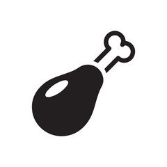 Stylized Black Chicken Drumstick Food Icon