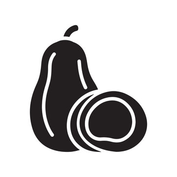 black avocado fruit cut in half clip art preview