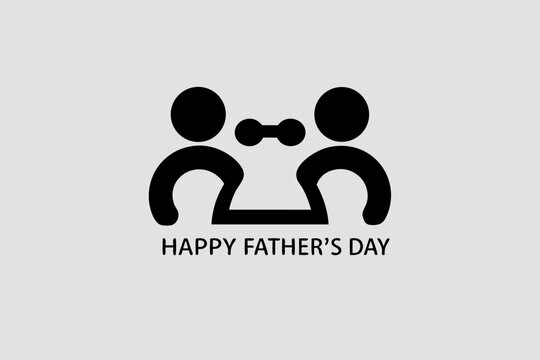 happy father's day wishes card design. daughter and father fun activity with best dad ever logotype illustration.