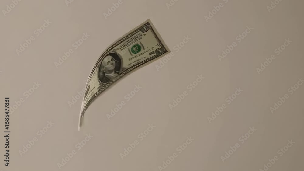 Poster multiple views of a one hundred dollar bill rotating and isolated on a white background, useful for 