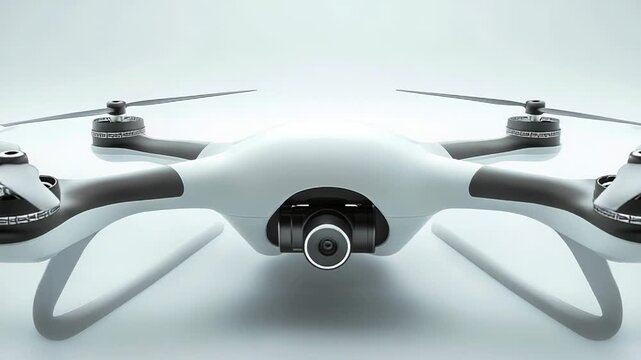 White drone hovering with camera ready to film