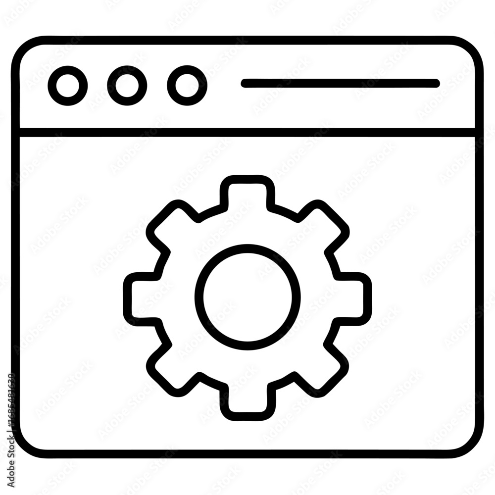 Poster line art application window with sliders and gear symbol isolated on transparent background