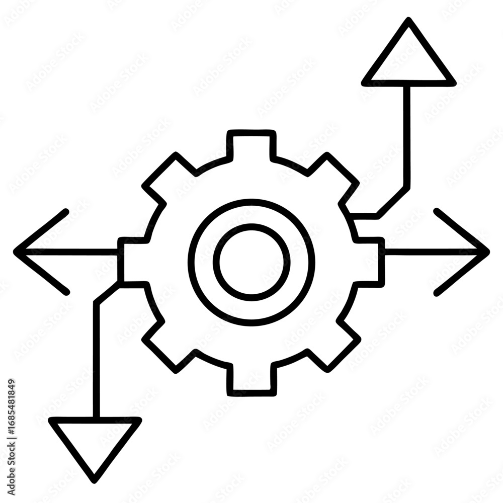 Aufkleber api integration arrows and gear line art vector isolated on transparent background