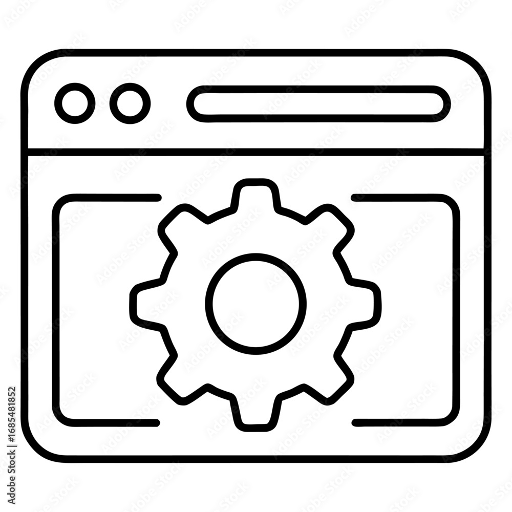 Poster line art application window with sliders and gear symbol isolated on transparent background