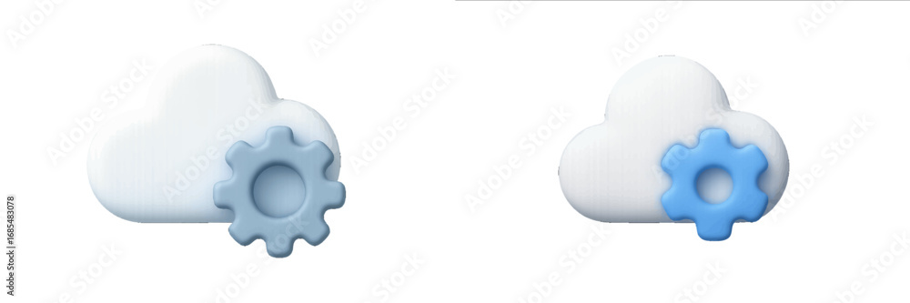 Aufkleber stylized cloud computing settings and data management configuration icon for digital services and on